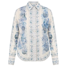 Zimmermann Wanderlust Body Skjorte, Blue Toile 